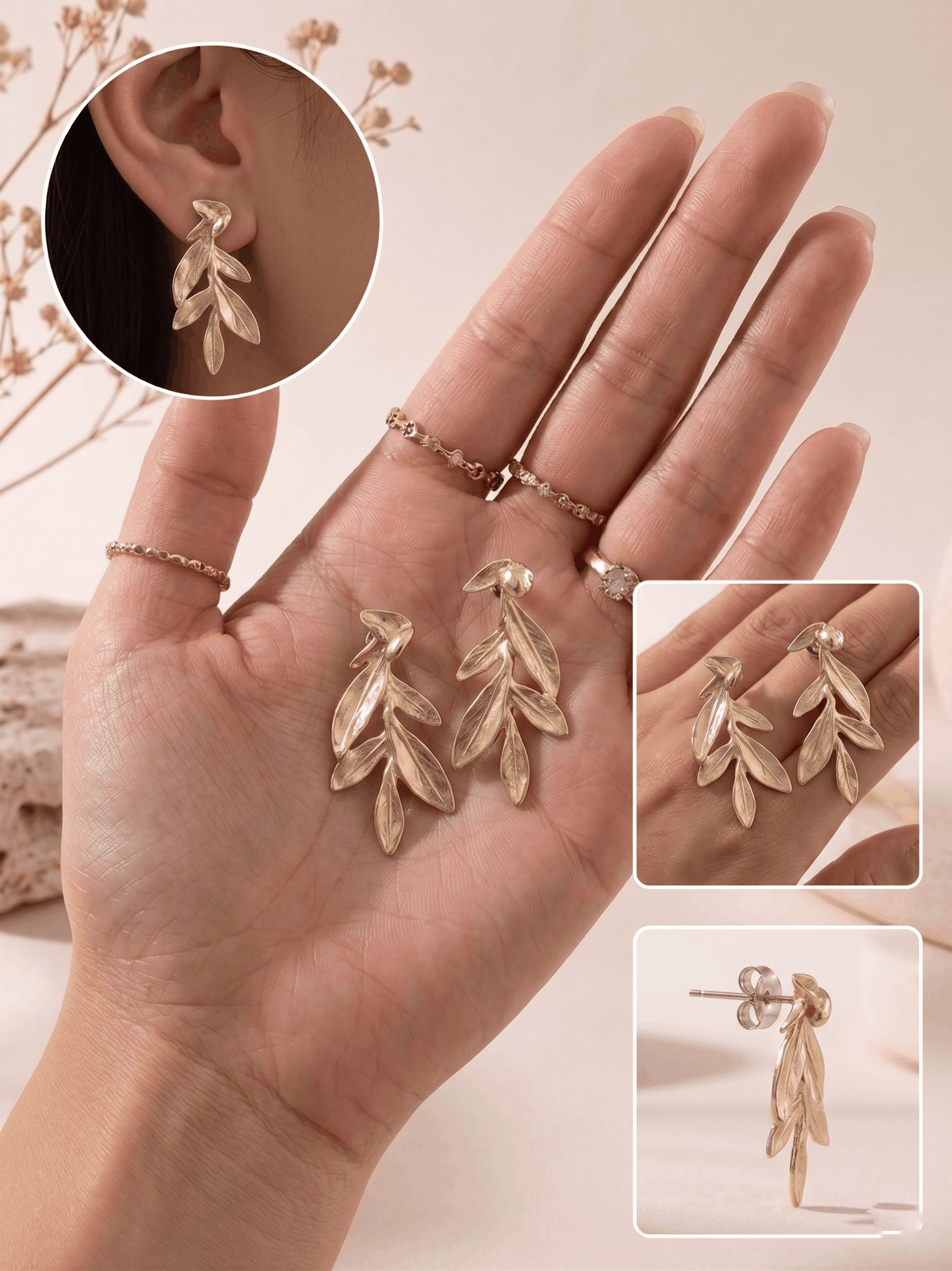 Botanical Laurel Drop Earrings