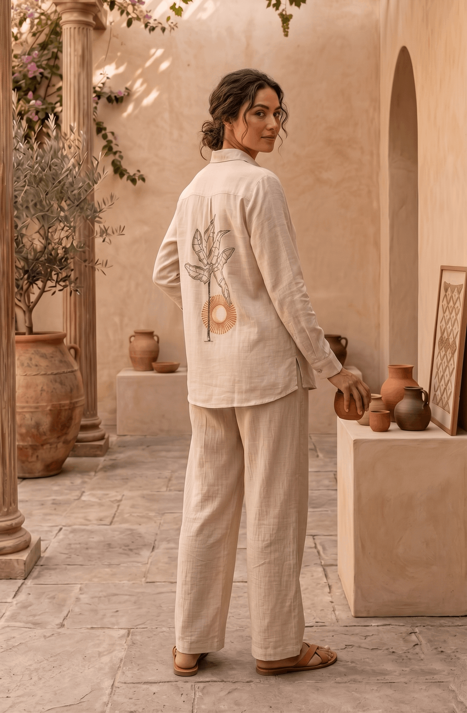Ivory Embroidered Back-Detail Co-ord Set